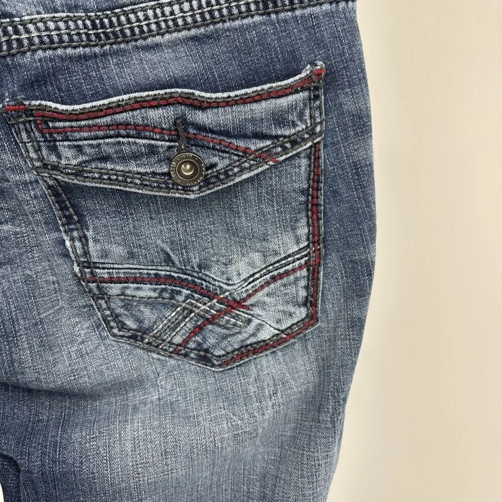 BKE Jeans Mens 32 Jake Straight Leg Blue Denim Stretch Whisker Faded Casual